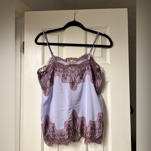 Storia Tops - VICI STORIA satiny purple lace trim cami top